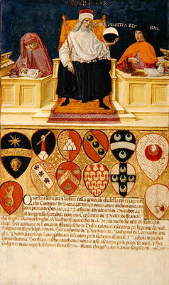 Good government in the public finance office, 1474 (oil on panel) de Benvenuto  di Giovanni