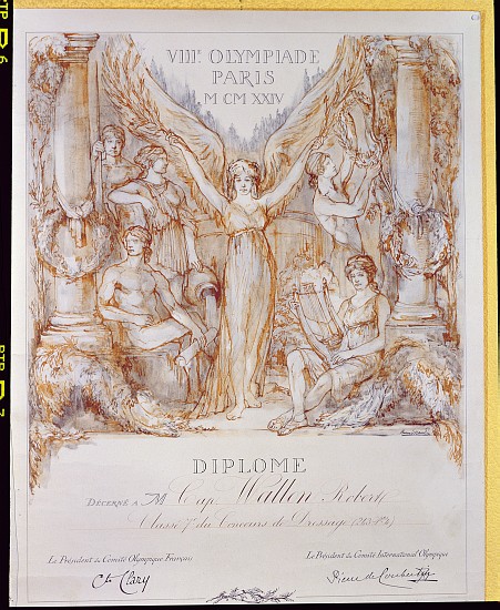 Diploma award from the VIII Olympiad, held in Paris de Bernard Naudin