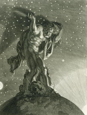 Atlas Supports the Heavens on his Shoulders, 1731 (engraving) de Bernard Picart