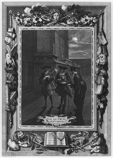 Illustration from ''Le Lutrin'' Nicolas Boileau, known as Boileau-Despreaux, 2nd canto, published in de Bernard Picart