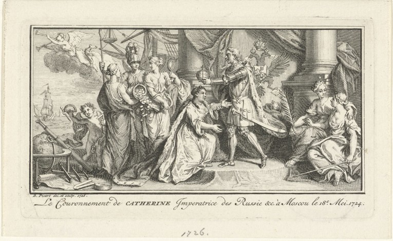 Peter the Great crowns his wife Catherine I as Empress de Bernard Picart