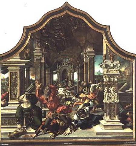 The Destruction of the House of Job, central panel of the Triptych of the Virtue of Patience de Bernard van Orley