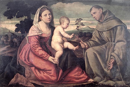 Madonna and Child with St. Francis, c.1540 de Bernardino Licinio
