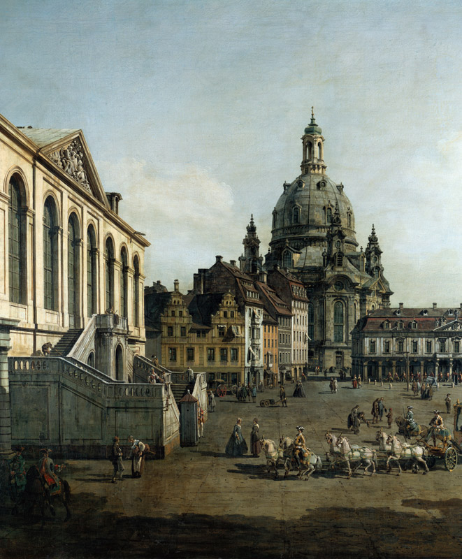 El nuevo mercado de Dresden, visto por Jüdenhofe (detalle) de Bernardo Bellotto
