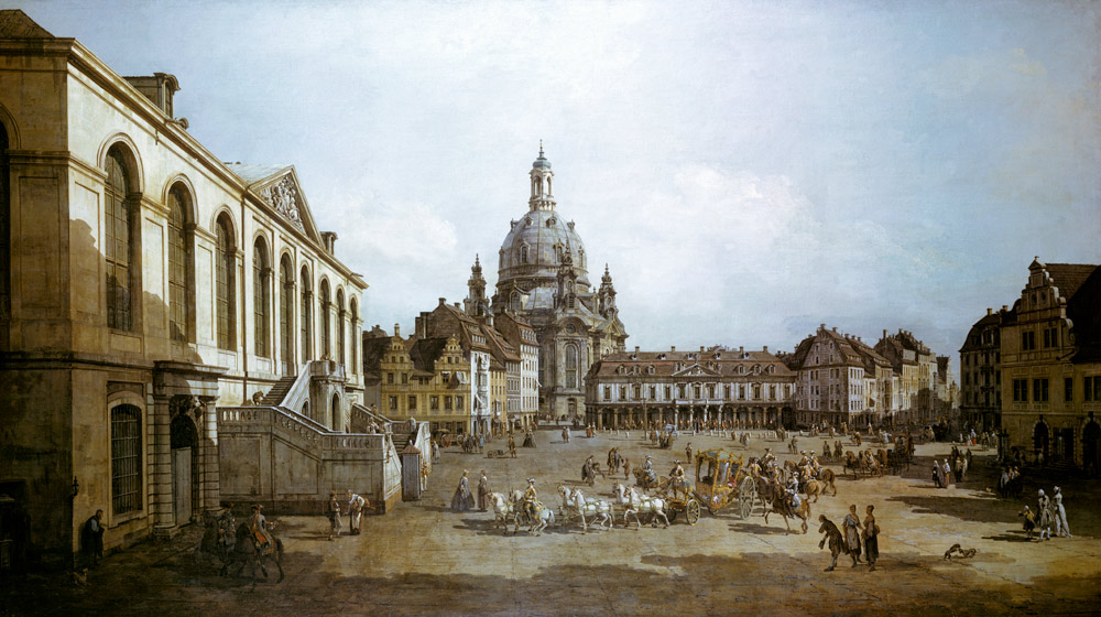 El nuevo mercado de Dresden. Visto por Jüdenhofe Belloto de Bernardo Bellotto