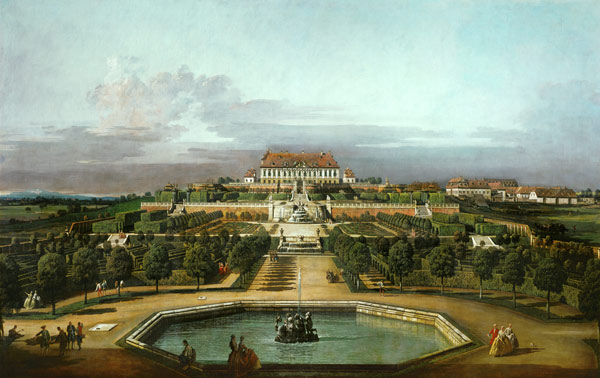 The imperial summer residence courtyard, garden si de Bernardo Bellotto