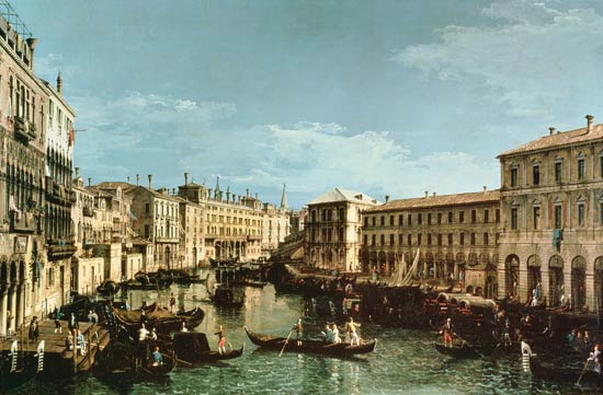 Grand Canal, Venice, looking South to the Rialto Bridge de Bernardo Bellotto