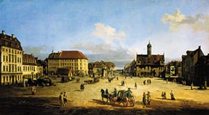The market place in the new town of Dresden de Bernardo Bellotto