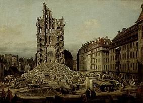 The ruins of the former cross church in Dresden de Bernardo Bellotto