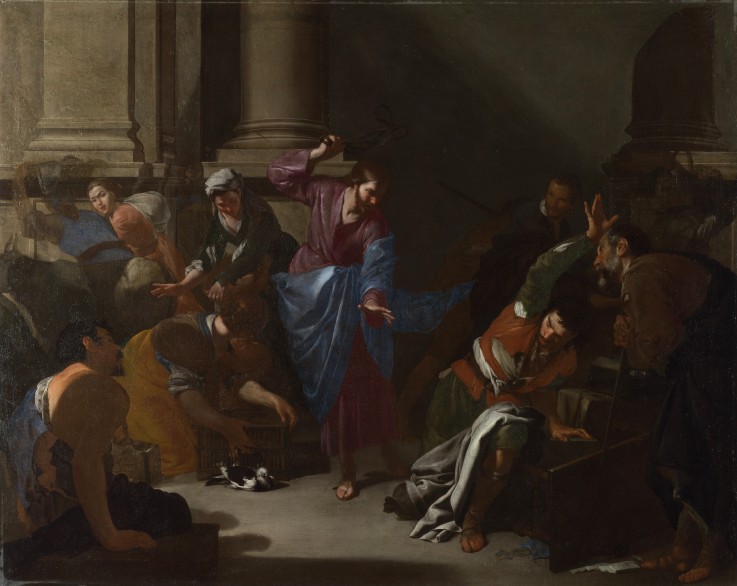 Christ driving the Traders from the Temple de Bernardo Cavallino