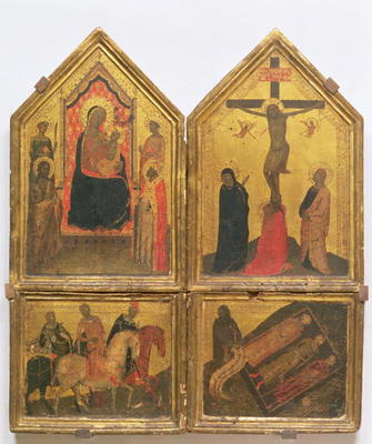 Madonna and Child with Saints, the Crucifixion and the Legend of the Three Living and the Three Dead de Bernardo Daddi