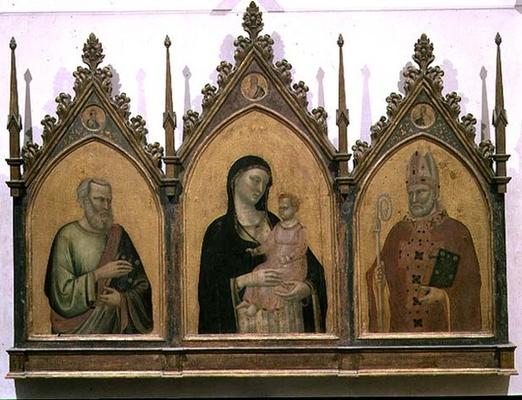 Madonna and Child with SS. Matthew and Nicholas, altarpiece, 1328 (tempera on panel) de Bernardo Daddi