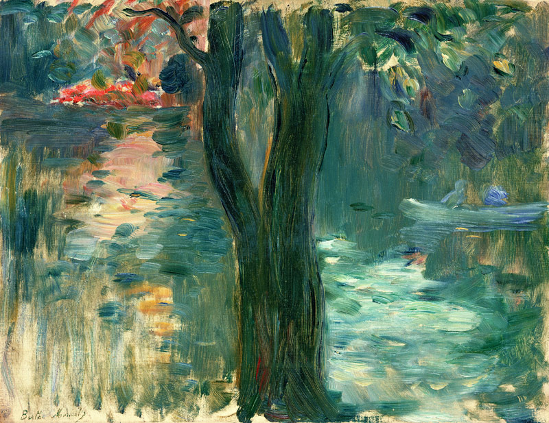 Sunset over the Lake, Bois de Boulogne de Berthe Morisot