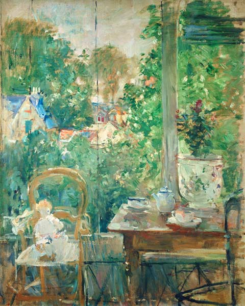 La pequeña dulzura en la veranda de Berthe Morisot