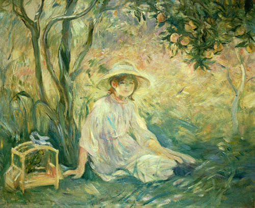 Young girl under orange trees de Berthe Morisot