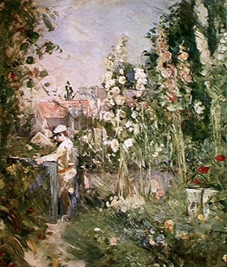 Young Boy in the Hollyhocks de Berthe Morisot