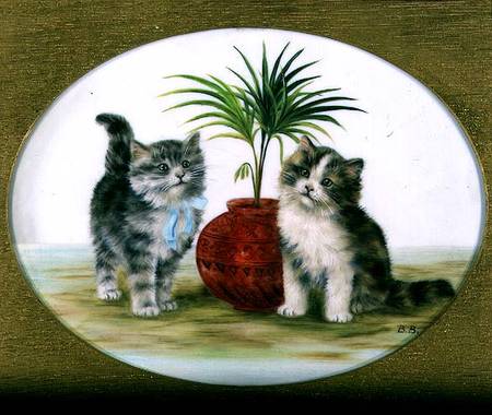 Kittens by a Palm in a Bowl de Betsy Bamber
