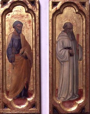 St. Peter and St. Benedict (tempera on panel) de Bicci  di Lorenzo
