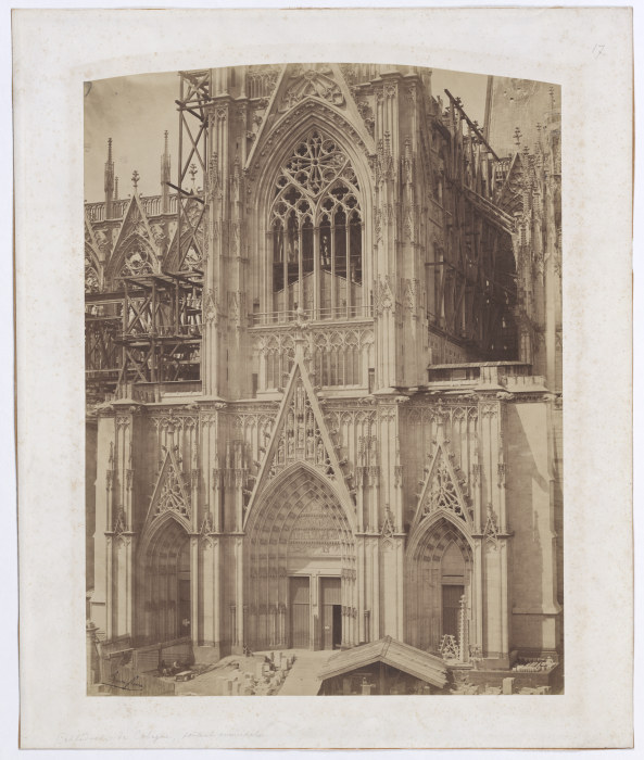 Cologne: The south facade of the cathedral under construction de Bisson Frères