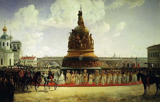 The Consecrating of the Monument to the Millennium of Russia in Novgorod in 1862 de Bogdan Willewalde