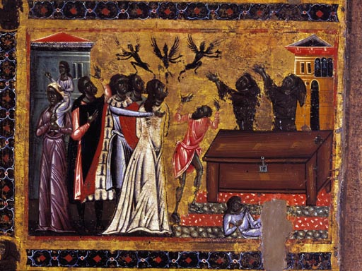 Der hl. Franziskus vertreibt die Daemonen aus Arezzo de Bonaventura Berlinghieri