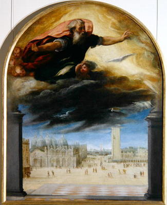The Eternal Father and Saint Mark's Square, c.1543 (oil on canvas) de Bonifacio  Veronese