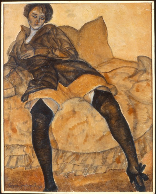 A sitting woman de Boris Dimitrijew. Grigorjew