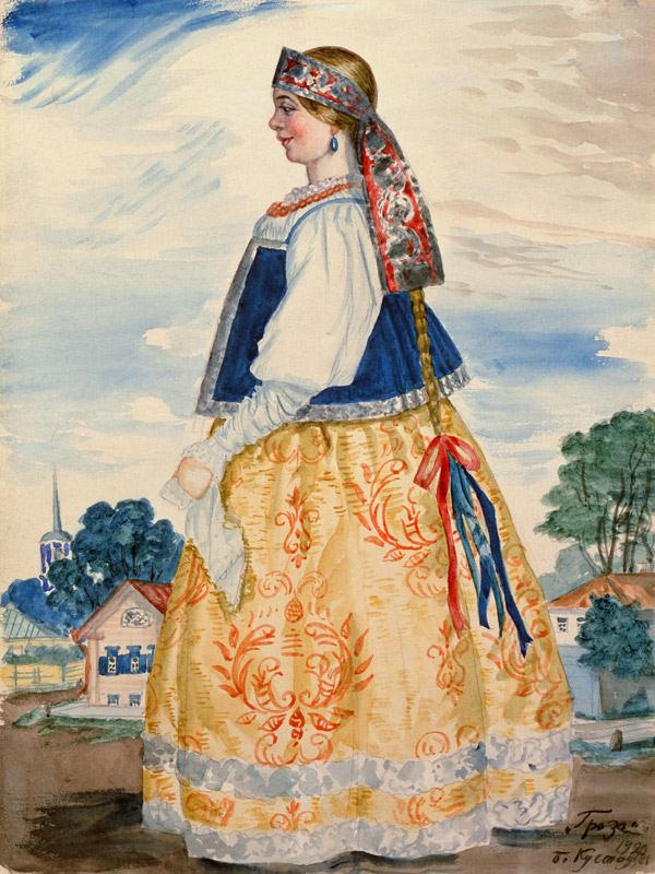 Costume design for the play The Storm by A. Ostrovsky de Boris Michailowitsch Kustodiew