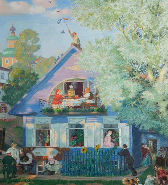 Small Blue House de Boris Michailowitsch Kustodiew