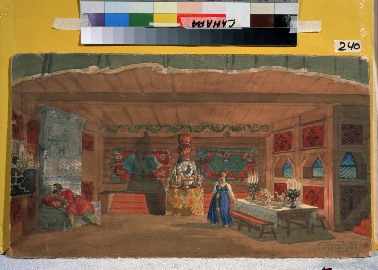 Stage design for the opera The Tsar's Bride by N. Rimsky-Korsakov de Boris Michailowitsch Kustodiew