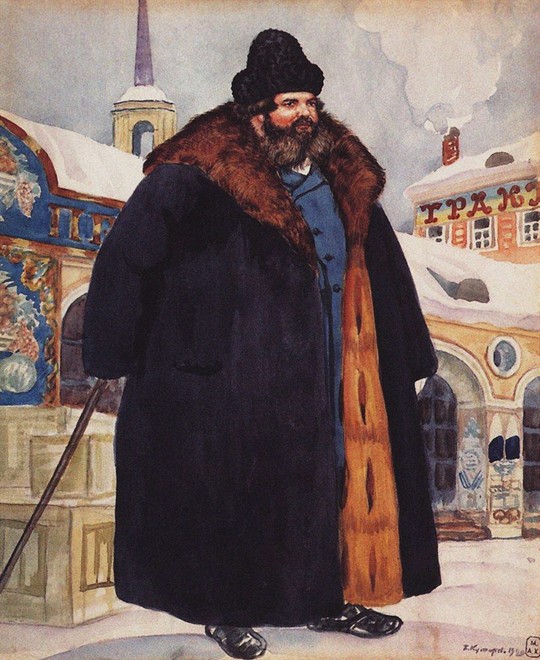 Merchant in a fur coat de Boris Michailowitsch Kustodiew
