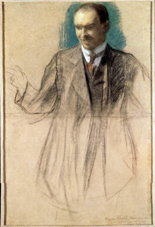 Portrait of the artist Kusma Petrov-Vodkin (1878-1939) de Boris Michailowitsch Kustodiew