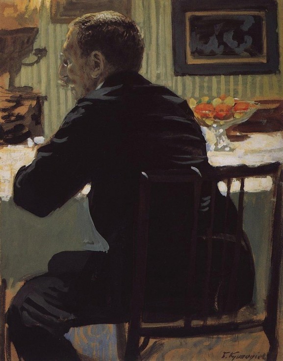 Portrait of the painter Léon Bakst (1866-1924) de Boris Michailowitsch Kustodiew