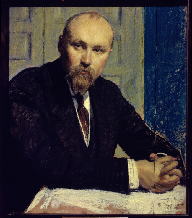 Portrait of the artist Nicholas Roerich (1874-1947) de Boris Michailowitsch Kustodiew