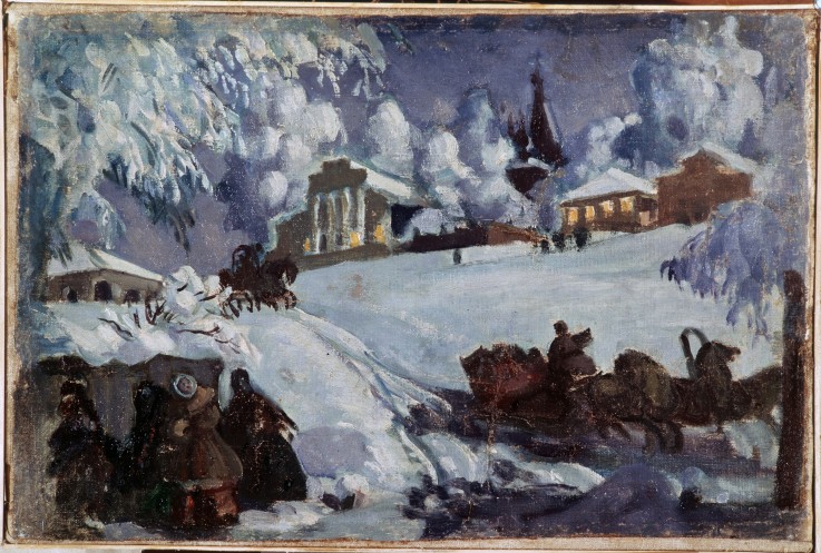 Winter. Sleigh Ride de Boris Michailowitsch Kustodiew