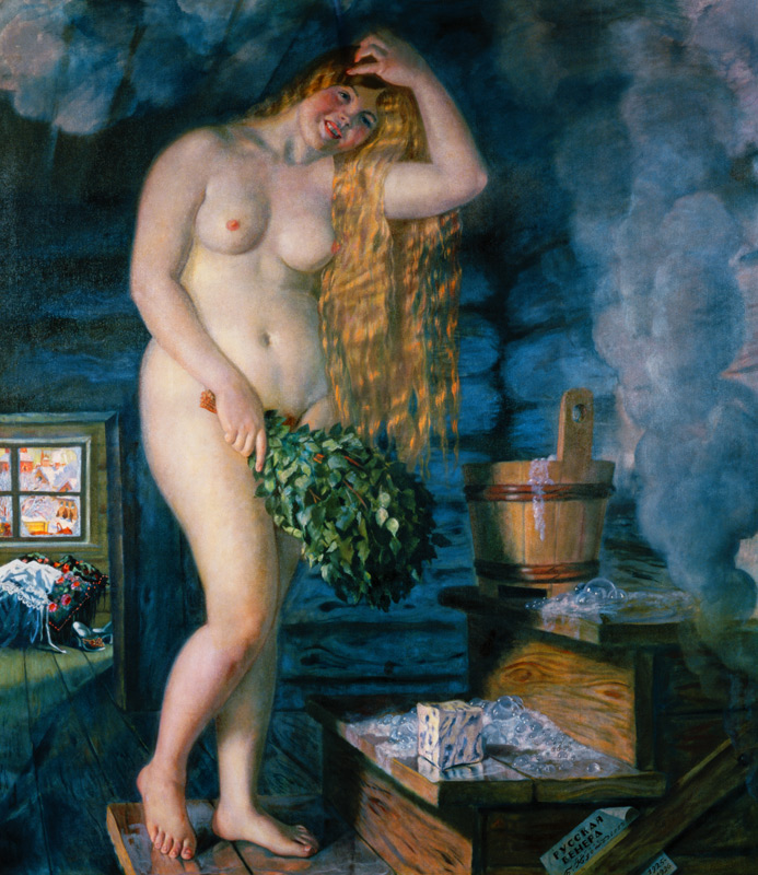Russische Venus (Frau in der Sauna) de Boris Mikhailovich Kustodiev