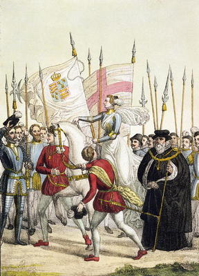 Queen Elizabeth I (1530-1603) Rallying the Troops at Tilbury before the Arrival of the Spanish Armad de Bramati