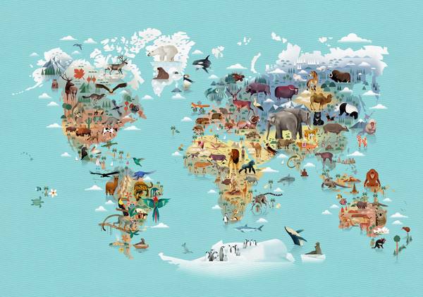 Worldmap Of Animals de Dieter Braun