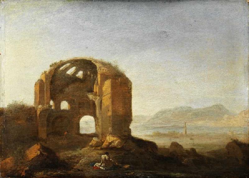 Landschaft mit den Ruinen des Tempels der Minerva Medica. de Breenbergh Bartholomeus