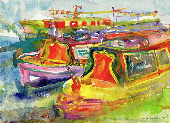 Canal Boats, 1989 (w/c on paper)  de Brenda Brin  Booker
