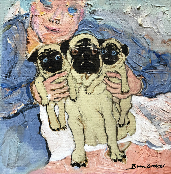 Pug pups with their Mother de Brenda Brin  Booker