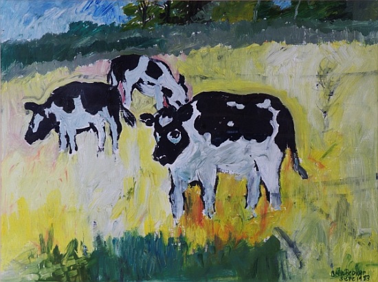 Young Bullocks in a Meadow de Brenda Brin  Booker