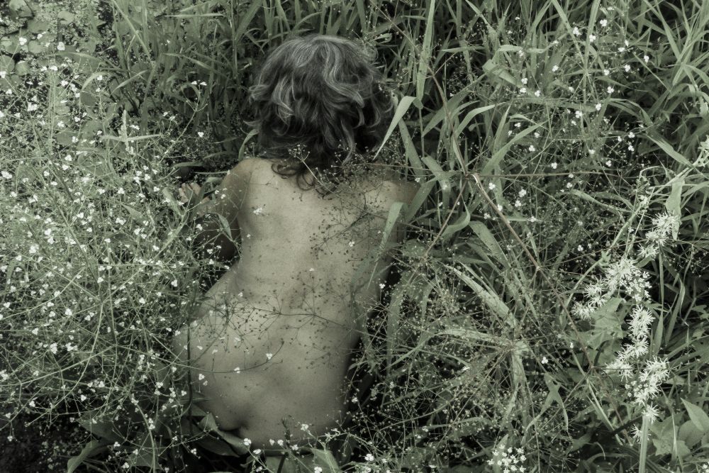 Female back-nude in the reed de Amelie Breslauer