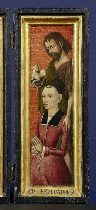 Bildnis Johanna de Keysere mit Johannes dem Täufer (rechter Innenflügel zu Bildnummer 20296) de Brügger (?) Meister