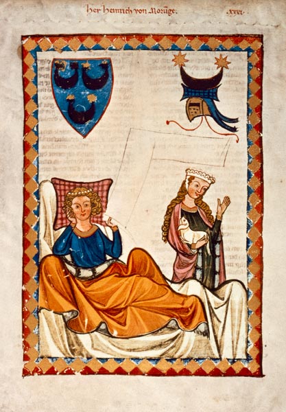 Heinrich von Morungen auf dem Ruhebett de Buchmalerei