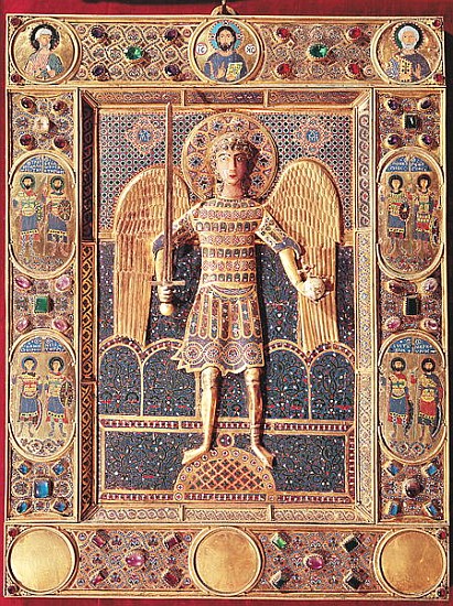 Enamelled plaque depicting the Archangel Michael (enamel & precious stones) de Byzantine