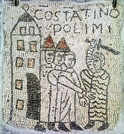Pavement of St. John the Evangelist, detail of the Siege of Constantinople in June 1204 de Byzantine