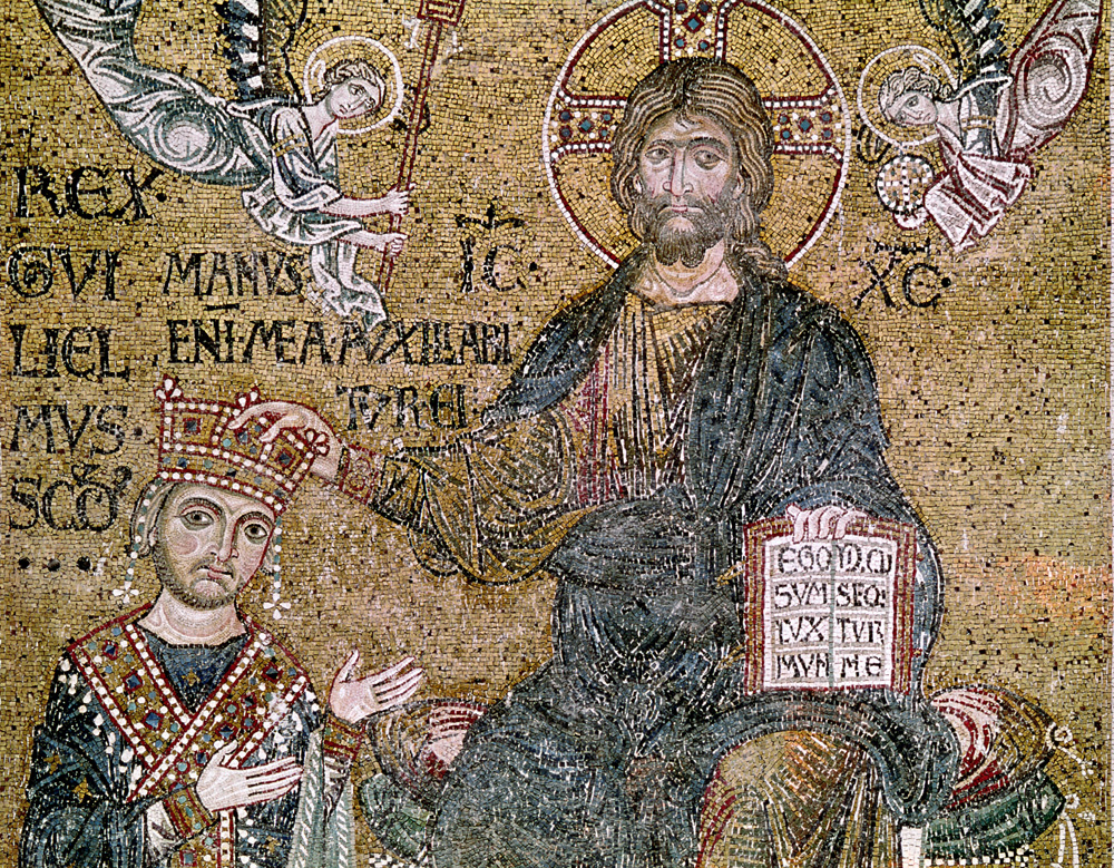 William II (1154-89) King of Sicily receiving a crown from Christ de Byzantine School