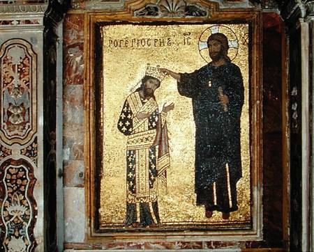 Christ Crowning King Roger II of Sicily (1093-1154) de Byzantine School