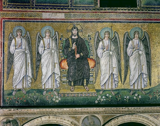Christ enthroned with the angels de Byzantine School